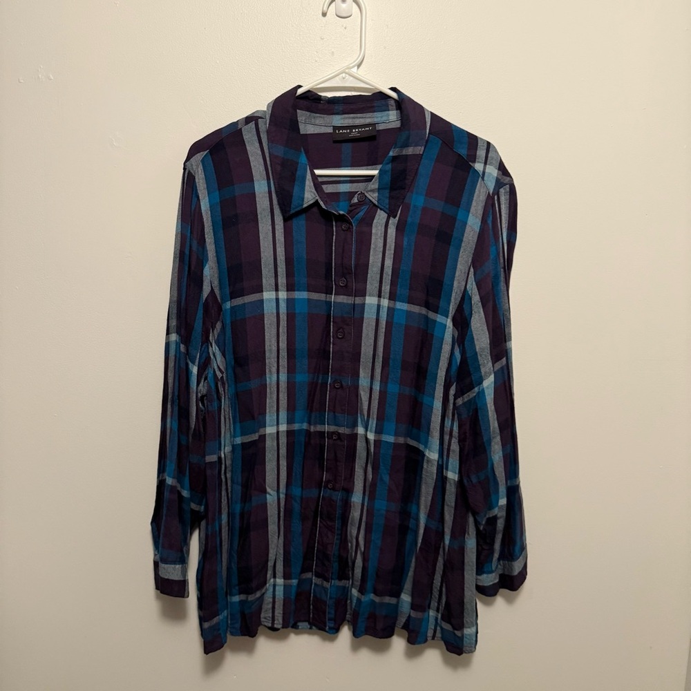 Lane Bryant button down plaid shirt